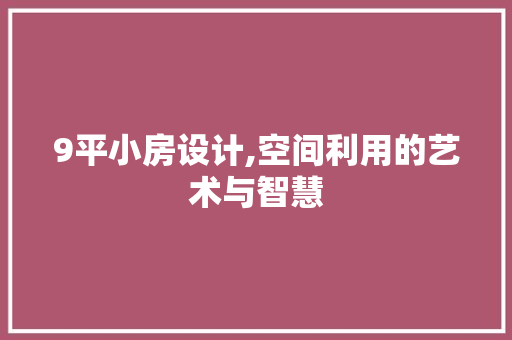 9平小房设计,空间利用的艺术与智慧