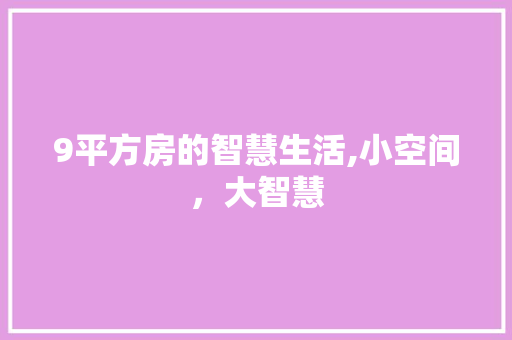 9平方房的智慧生活,小空间，大智慧