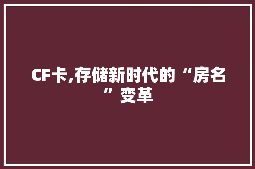 CF卡,存储新时代的“房名”变革