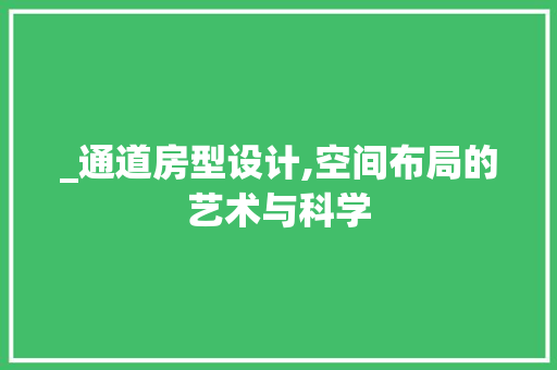 _通道房型设计,空间布局的艺术与科学
