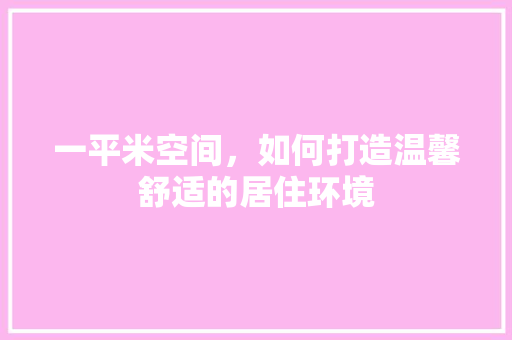 一平米空间，如何打造温馨舒适的居住环境