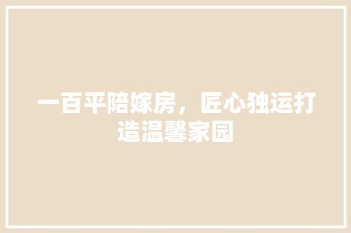 一百平陪嫁房，匠心独运打造温馨家园 装修攻略