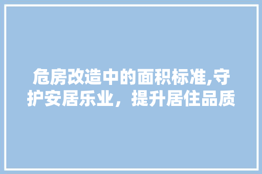 危房改造中的面积标准,守护安居乐业，提升居住品质