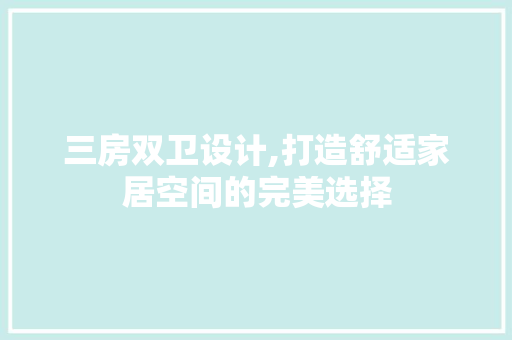 三房双卫设计,打造舒适家居空间的完美选择