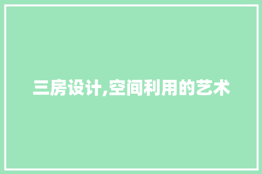 三房设计,空间利用的艺术