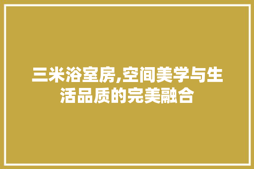 三米浴室房,空间美学与生活品质的完美融合 墙面装饰