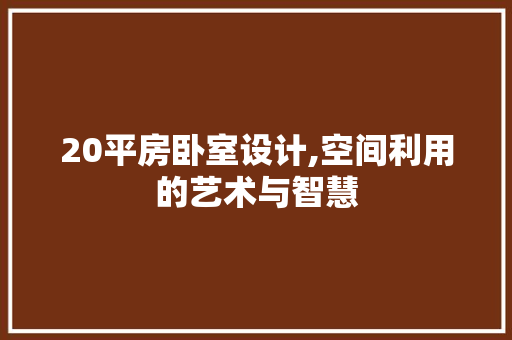 20平房卧室设计,空间利用的艺术与智慧