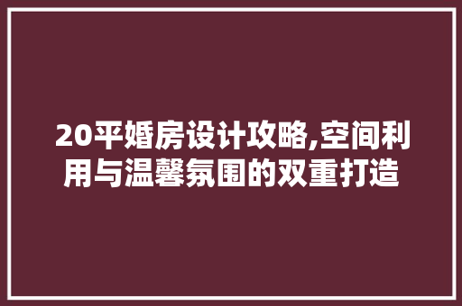 20平婚房设计攻略,空间利用与温馨氛围的双重打造