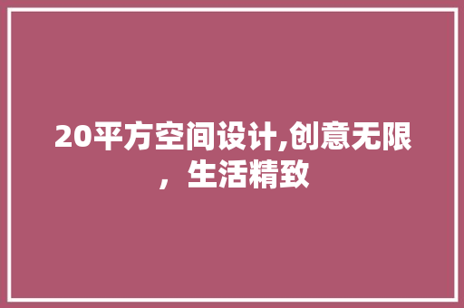 20平方空间设计,创意无限，生活精致