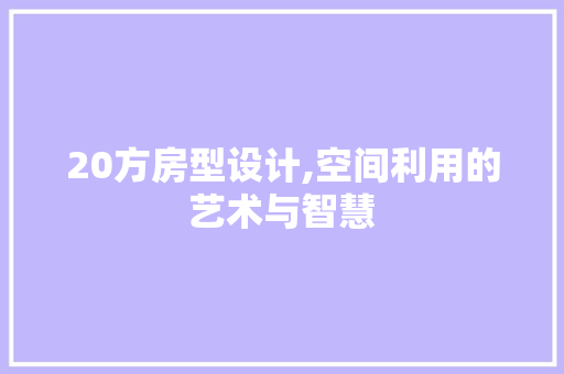 20方房型设计,空间利用的艺术与智慧