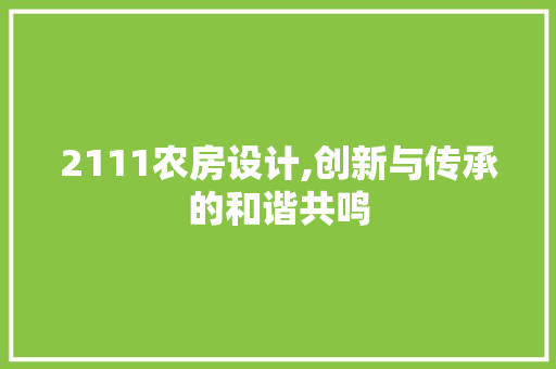 2111农房设计,创新与传承的和谐共鸣
