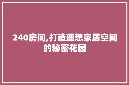 240房间,打造理想家居空间的秘密花园