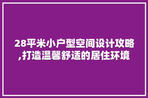 28平米小户型空间设计攻略,打造温馨舒适的居住环境