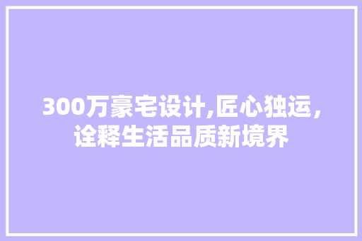 300万豪宅设计,匠心独运，诠释生活品质新境界