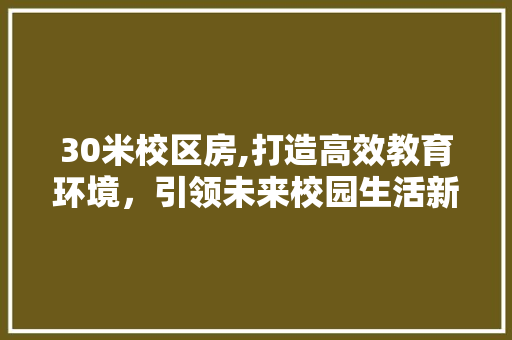 30米校区房,打造高效教育环境，引领未来校园生活新潮流