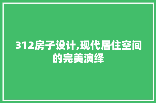 312房子设计,现代居住空间的完美演绎