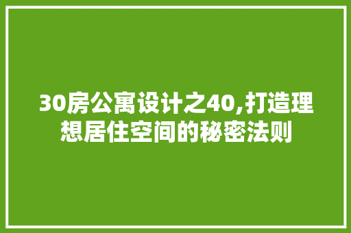 30房公寓设计之40,打造理想居住空间的秘密法则