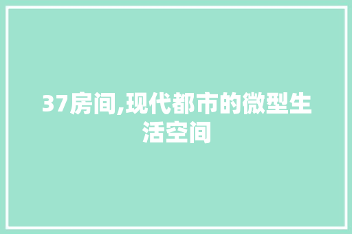 37房间,现代都市的微型生活空间