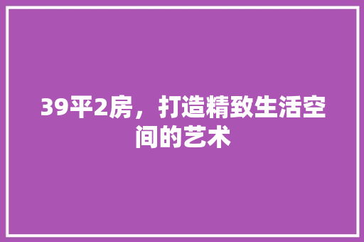 39平2房，打造精致生活空间的艺术