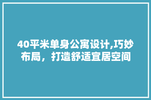40平米单身公寓设计,巧妙布局，打造舒适宜居空间