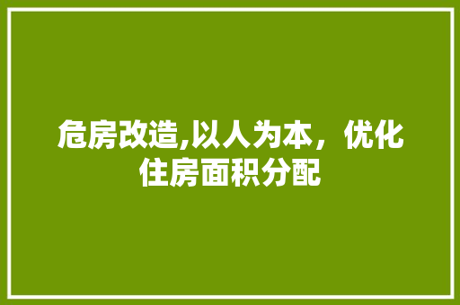 危房改造,以人为本，优化住房面积分配