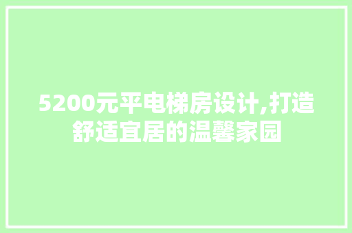 5200元平电梯房设计,打造舒适宜居的温馨家园