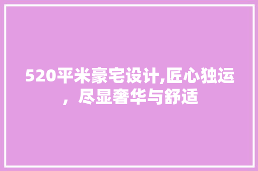 520平米豪宅设计,匠心独运，尽显奢华与舒适