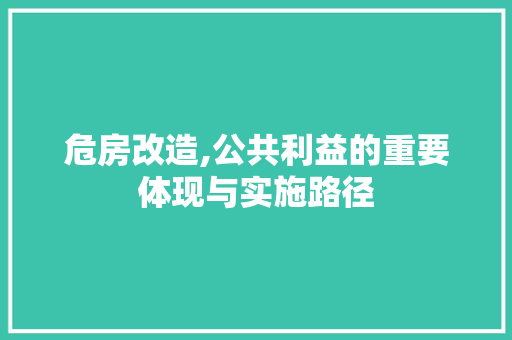 危房改造,公共利益的重要体现与实施路径