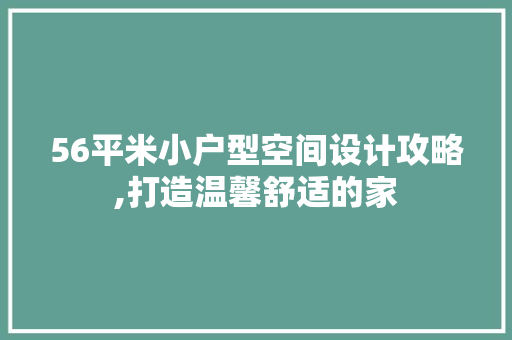 56平米小户型空间设计攻略,打造温馨舒适的家