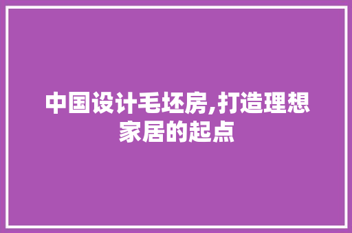 中国设计毛坯房,打造理想家居的起点