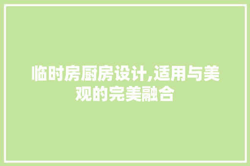 临时房厨房设计,适用与美观的完美融合 地面装修