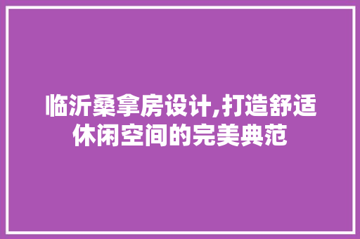 临沂桑拿房设计,打造舒适休闲空间的完美典范