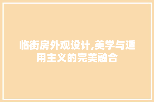 临街房外观设计,美学与适用主义的完美融合 隔断设计