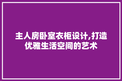 主人房卧室衣柜设计,打造优雅生活空间的艺术
