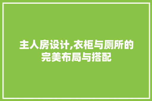 主人房设计,衣柜与厕所的完美布局与搭配