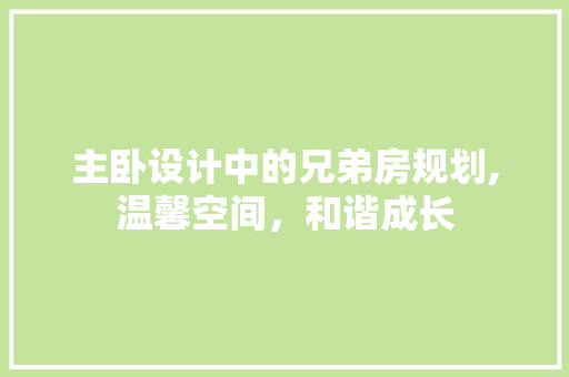 主卧设计中的兄弟房规划,温馨空间，和谐成长
