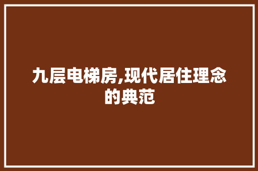 九层电梯房,现代居住理念的典范