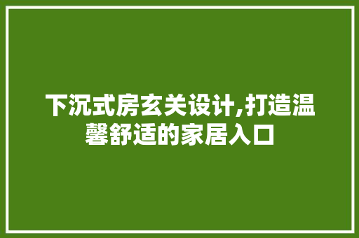下沉式房玄关设计,打造温馨舒适的家居入口