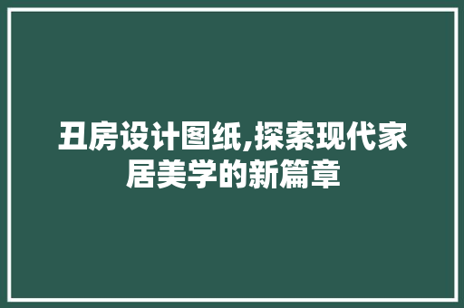 丑房设计图纸,探索现代家居美学的新篇章