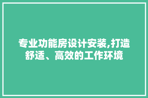 专业功能房设计安装,打造舒适、高效的工作环境