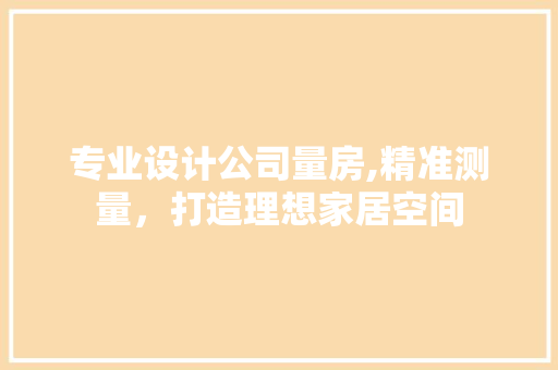 专业设计公司量房,精准测量，打造理想家居空间