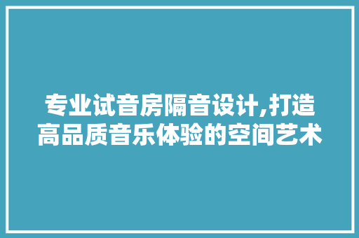专业试音房隔音设计,打造高品质音乐体验的空间艺术