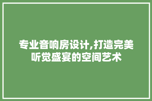 专业音响房设计,打造完美听觉盛宴的空间艺术