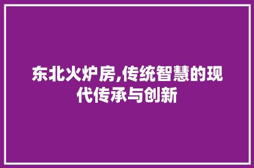 东北火炉房,传统智慧的现代传承与创新 地面装修