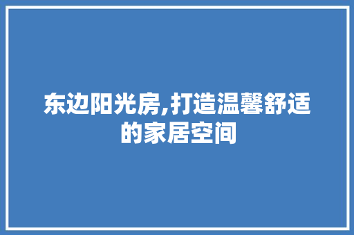 东边阳光房,打造温馨舒适的家居空间