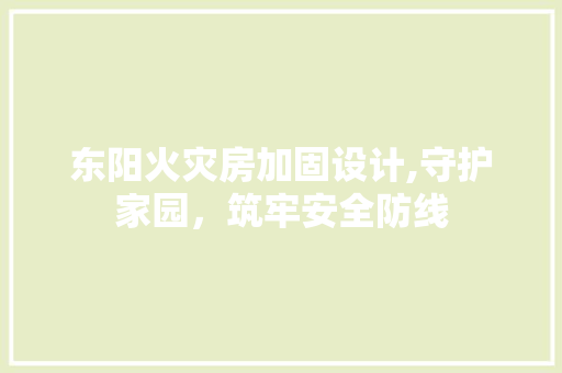 东阳火灾房加固设计,守护家园，筑牢安全防线 装修攻略