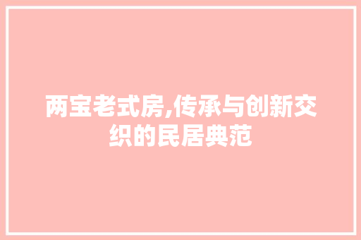 两宝老式房,传承与创新交织的民居典范