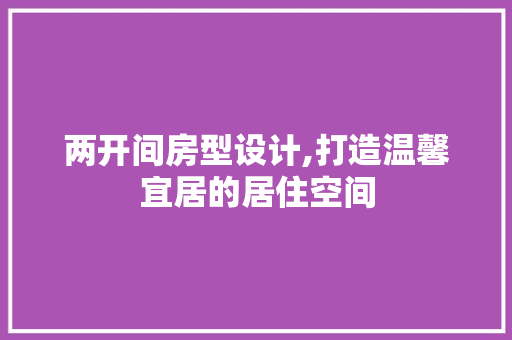 两开间房型设计,打造温馨宜居的居住空间 装修材料