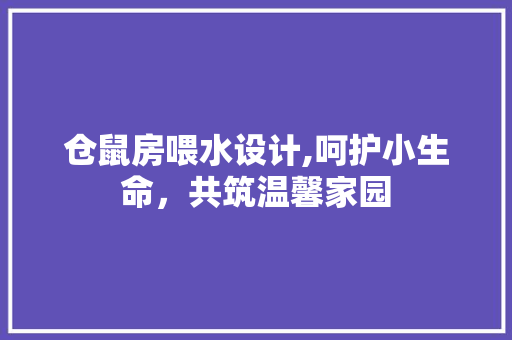 仓鼠房喂水设计,呵护小生命，共筑温馨家园