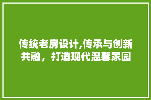 传统老房设计,传承与创新共融，打造现代温馨家园